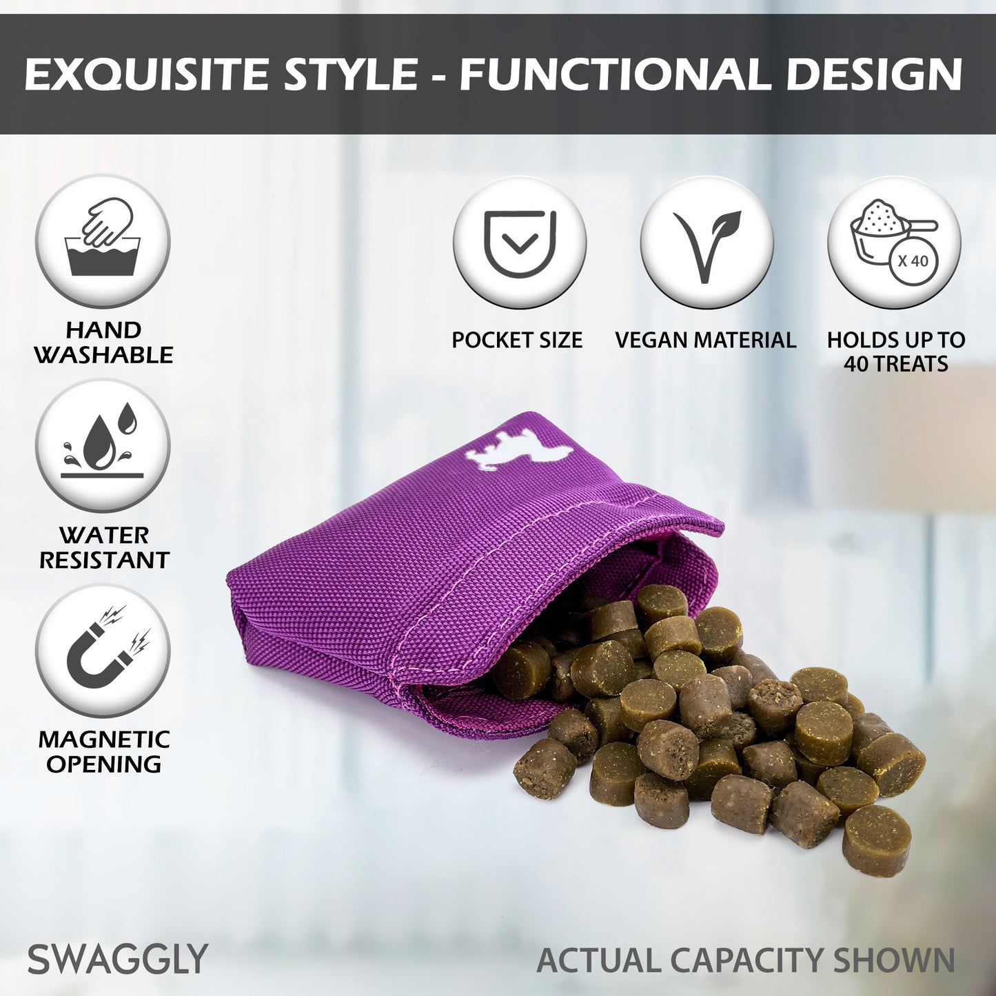 Swaggly Dog Treat Pouch - Treat Pouches For Pet Training - Extra Small - Pink