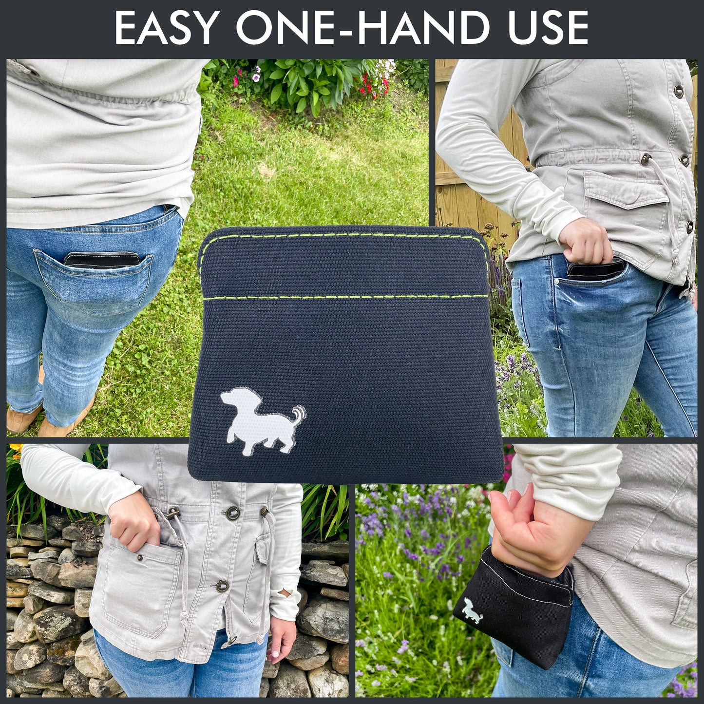 Swaggly Dog Treat Pouch - Treat Pouches For Pet Training - Extra Small - Black with Green Interior